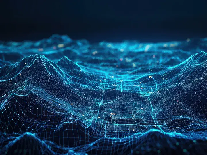 Using digital radar to map terrain, communication technology concept