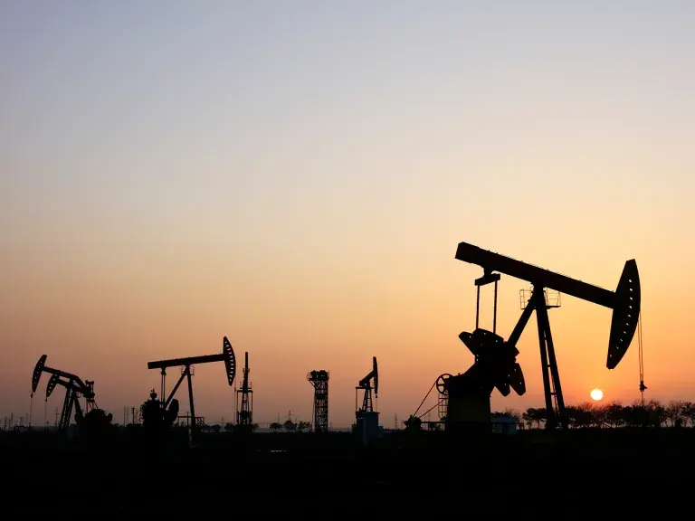 Oil Wells in sunset